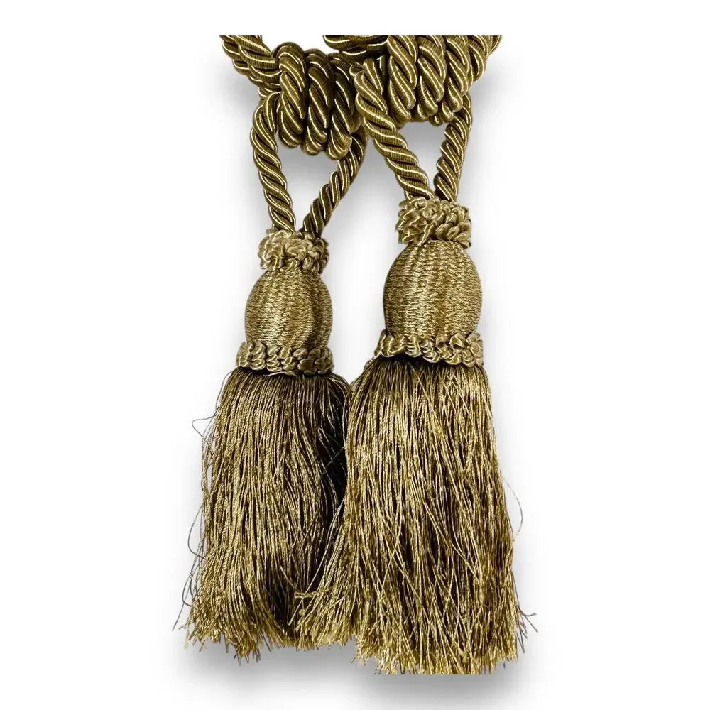 Silver Gray Tassel Curtain Tiebacks Rope Holdbacks Home Decor Pair 27”